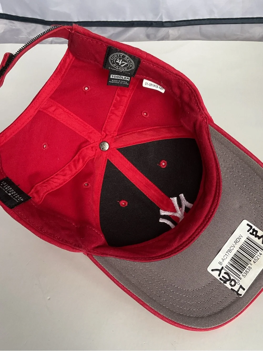 '47 New York Yankees Red Hat Cap Adjustable Hoop And Loop Strap Size Toddler